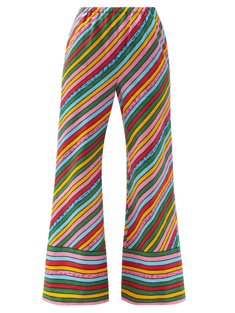 Gucci Print Rainbow-print linen trousers | 매치스패션, 모던 럭셔리 온라인 쇼핑