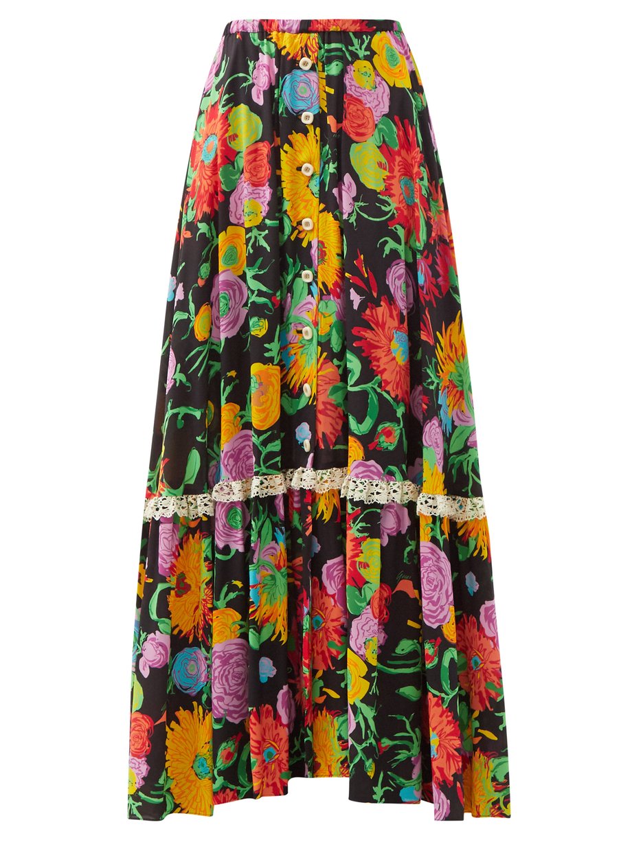 Ken Scott floral-print crepe maxi skirt 