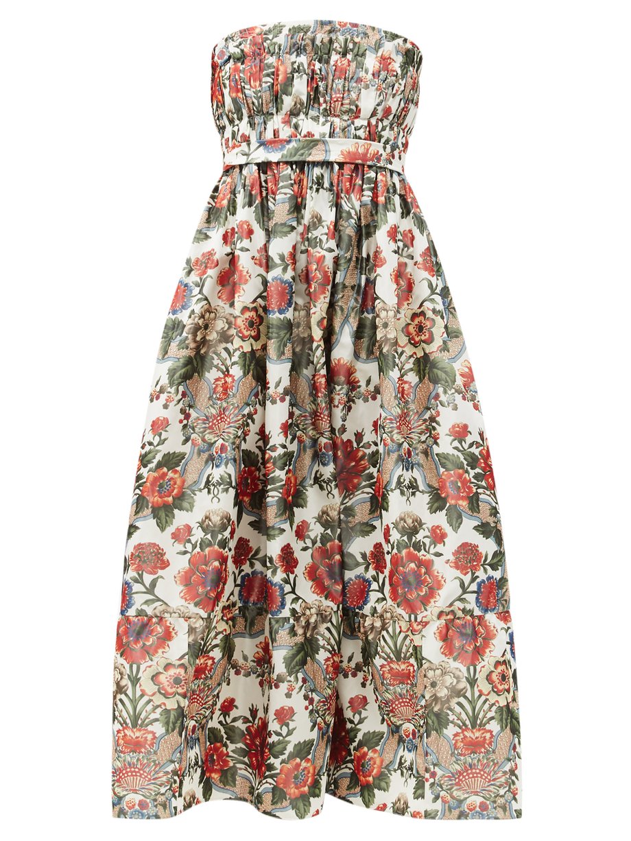 Print Saura strapless floral-print taffeta A-line dress | Brock ...