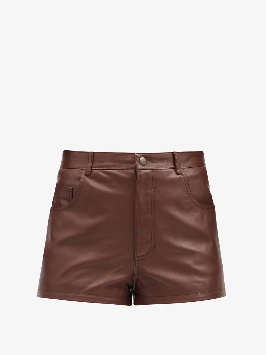 Womens Clothing Shorts Knee-length shorts and long shorts Bottega Veneta Long Leather Shorts in Brown 