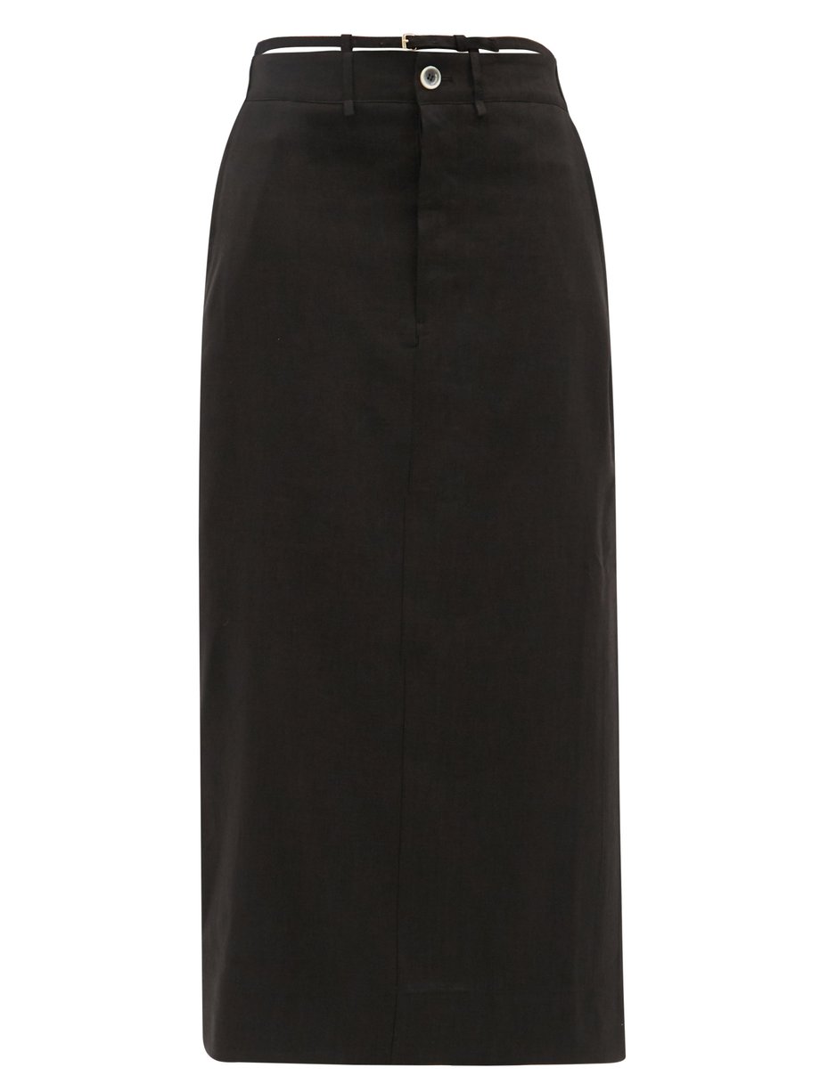 Black Terraio high-rise hemp-blend canvas maxi skirt | Jacquemus ...