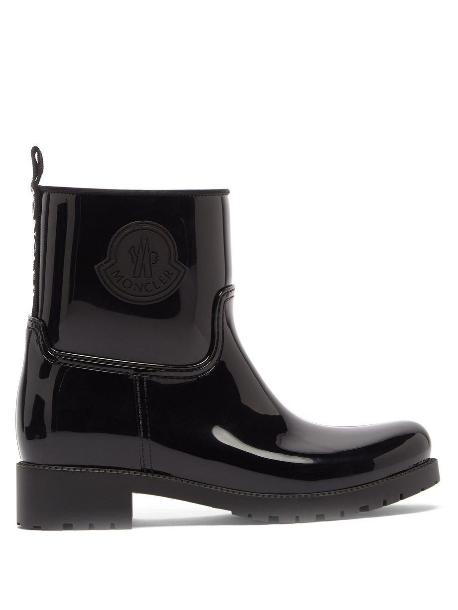 Black Ginette logo-plaque rubber boots | Moncler | MATCHESFASHION US