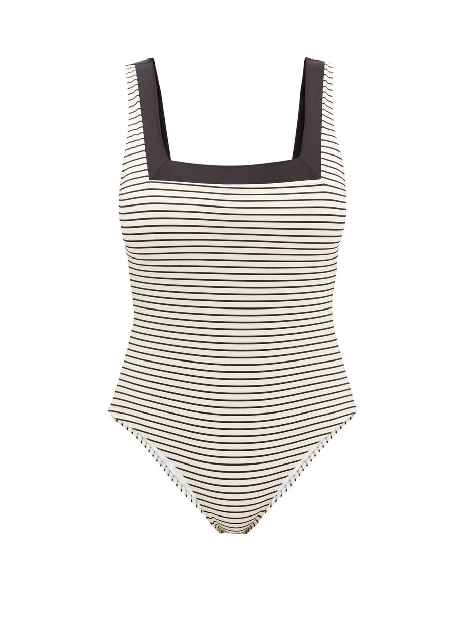 White Marina square-neck two-tone swimsuit | Casa Raki | MATCHESFASHION US