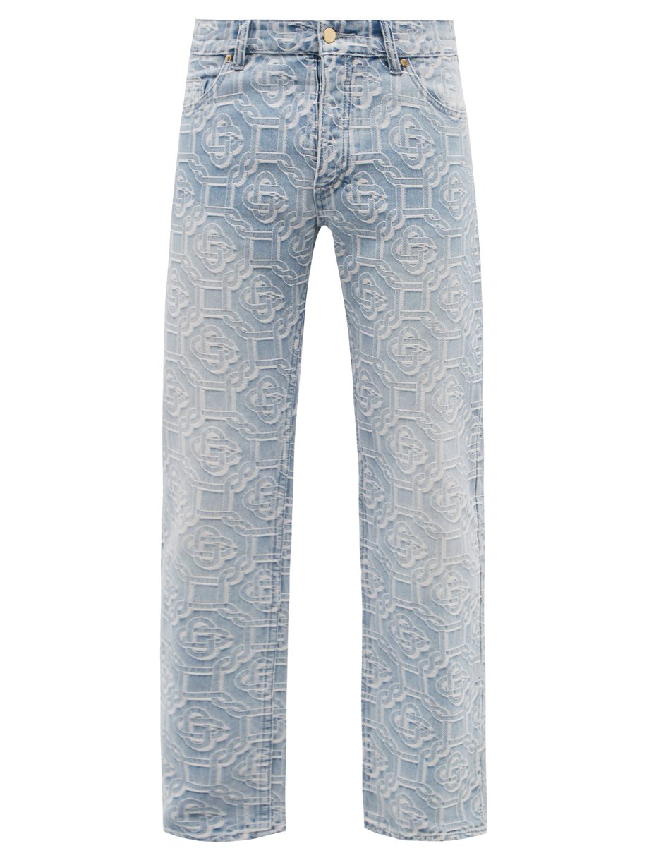 Blue Logo-jacquard straight-leg jeans | Casablanca | MATCHESFASHION UK