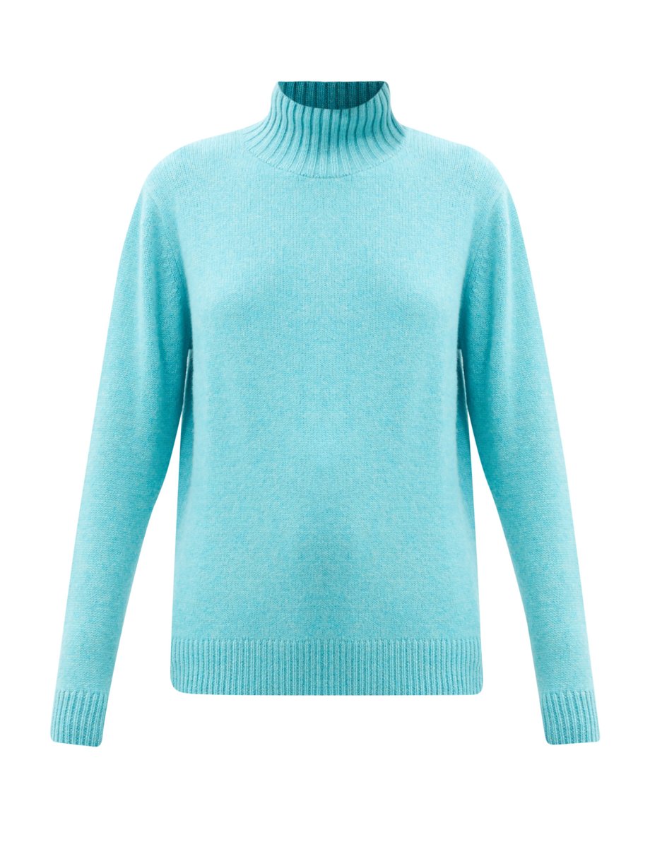 Oversized high-neck cashmere sweater Blue The Elder Statesman ...