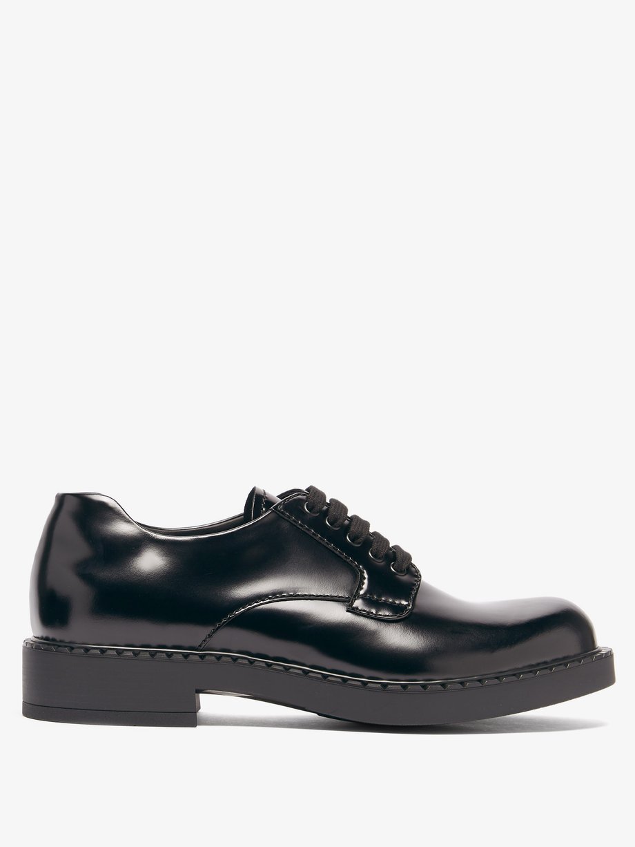 Black Platform-sole leather Derby shoes | Prada | MATCHESFASHION US