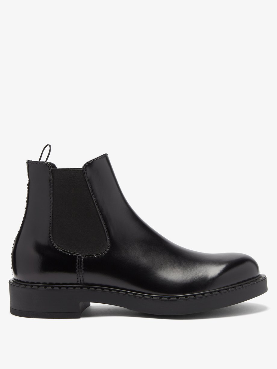 High-shine leather Chelsea boots Black Prada | MATCHESFASHION FR