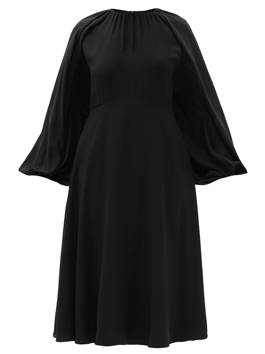 Valentino Black Cape-sleeve silk-georgette midi dress | 매치스패션, 모던 럭셔리 ...