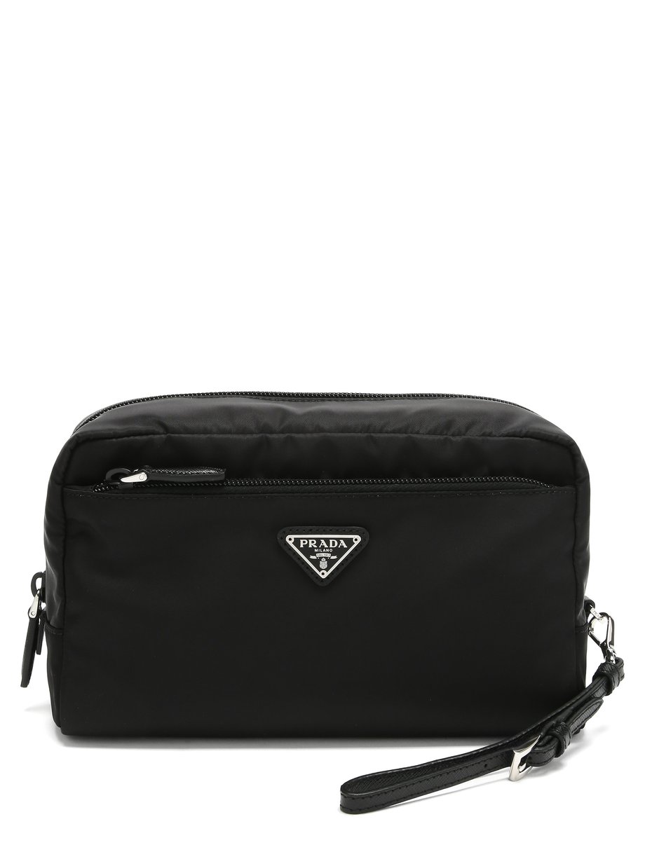 Black Triangle logo-plaque large nylon makeup bag | Prada ...