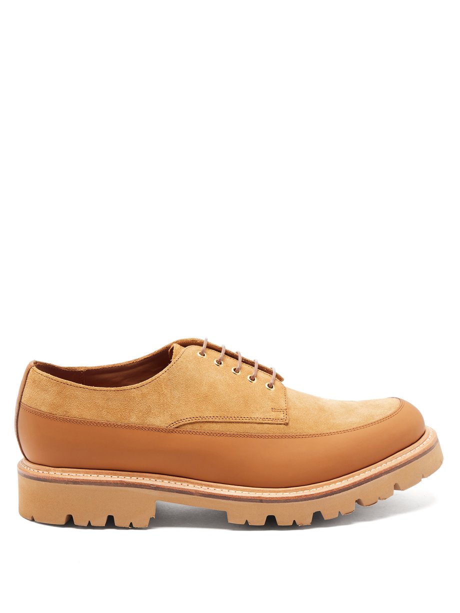 Tan Earl chunky-sole suede and leather Derby shoes | Grenson ...