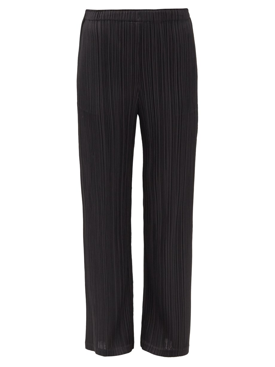 Black Straight-leg technical-pleated trousers | Pleats Please Issey ...