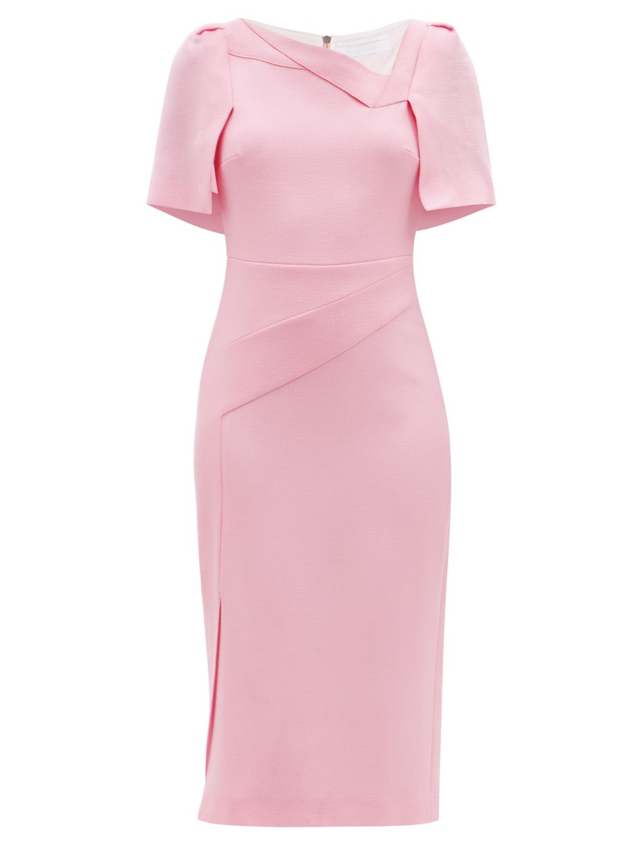 Pink Fenton cape-back wool-crepe pencil dress | Roland Mouret ...