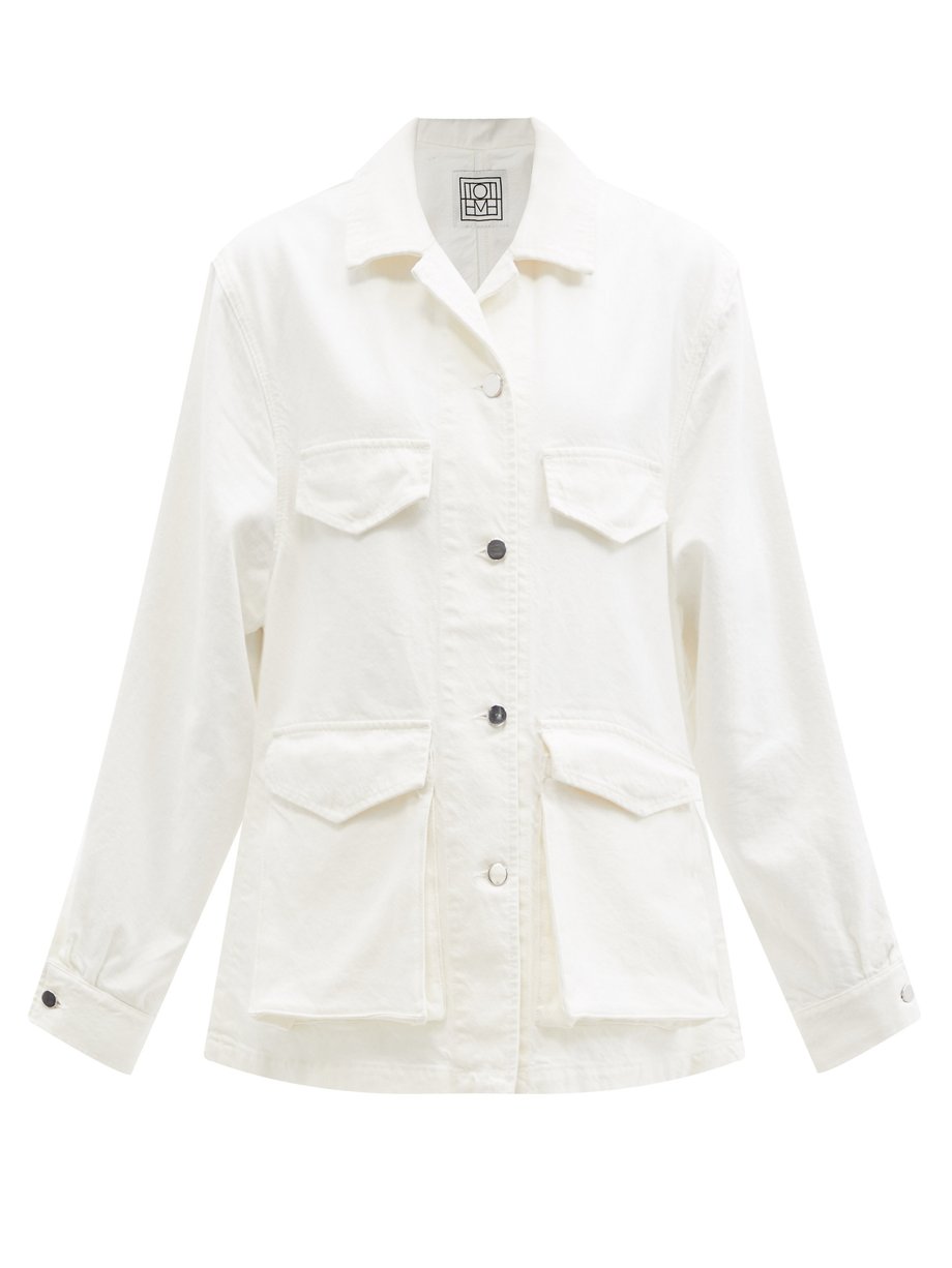 White Oversized notch-lapel denim jacket | Toteme | MATCHESFASHION US