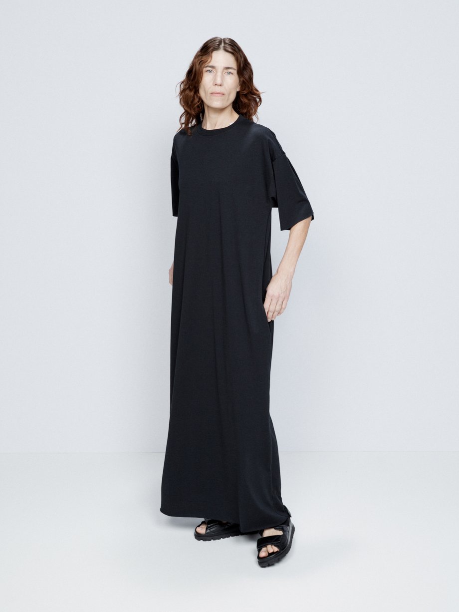 Black Recycled-yarn cotton-blend maxi T-shirt dress | Raey ...