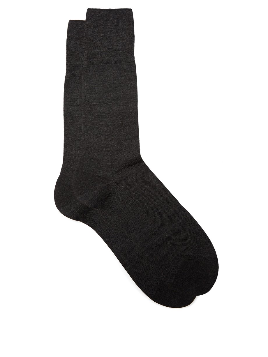 Chaussettes En Laine Merinos Melangee No 6 Dark Grey Falke Matchesfashion Fr