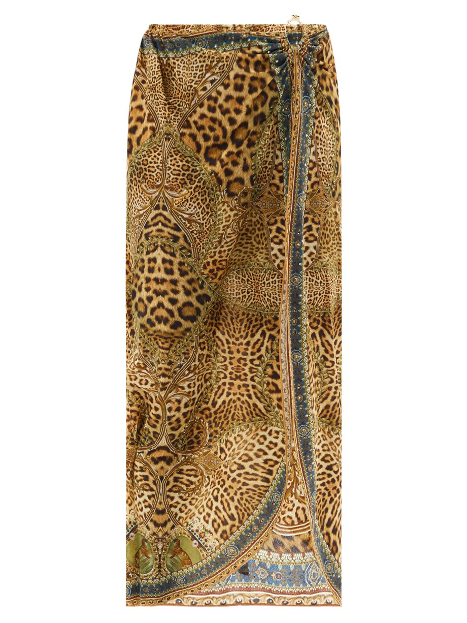 Brown Crystal-embellished leopard-print sarong | Camilla ...
