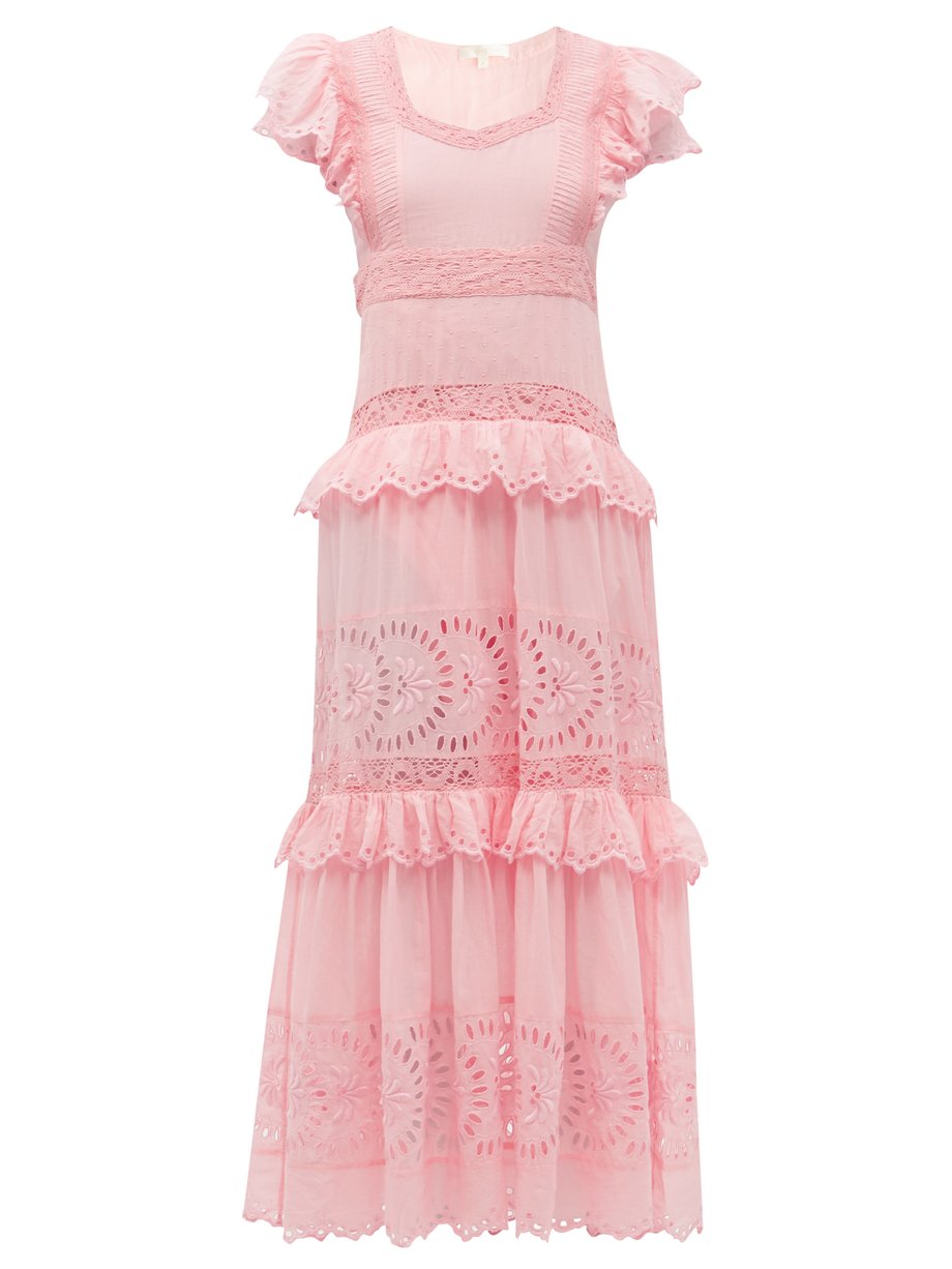 Rinny tiered cotton maxi dress Pink LoveShackFancy | MATCHESFASHION FR