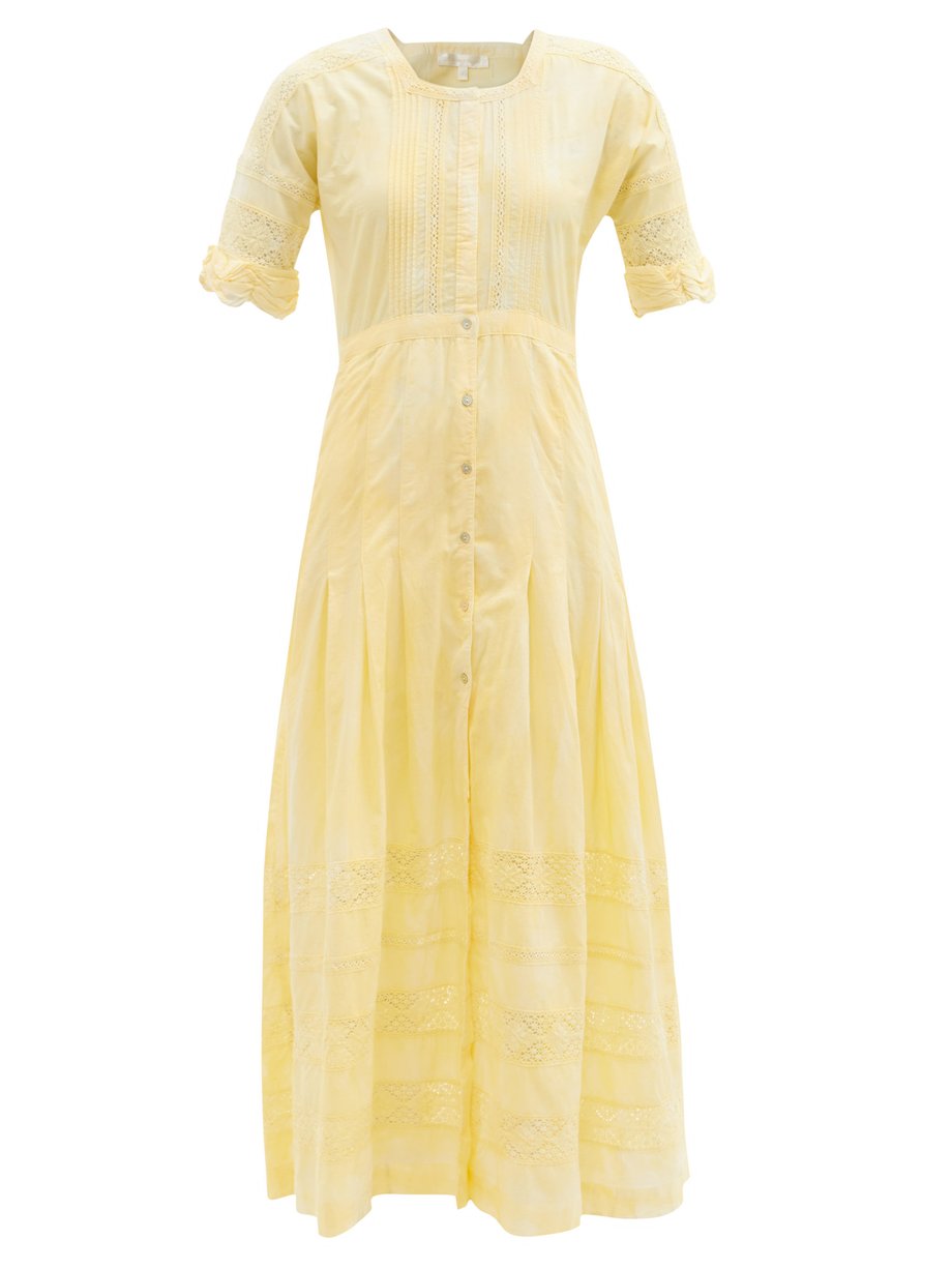 Yellow Edie tie-dyed cotton poplin maxi dress | LoveShackFancy