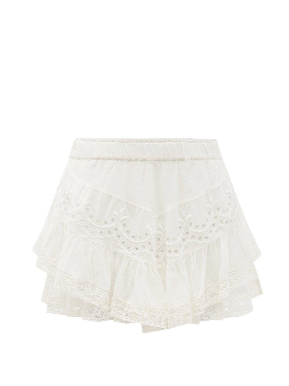 White Briella Broderie Anglaise Cotton Mini Skirt Loveshackfancy