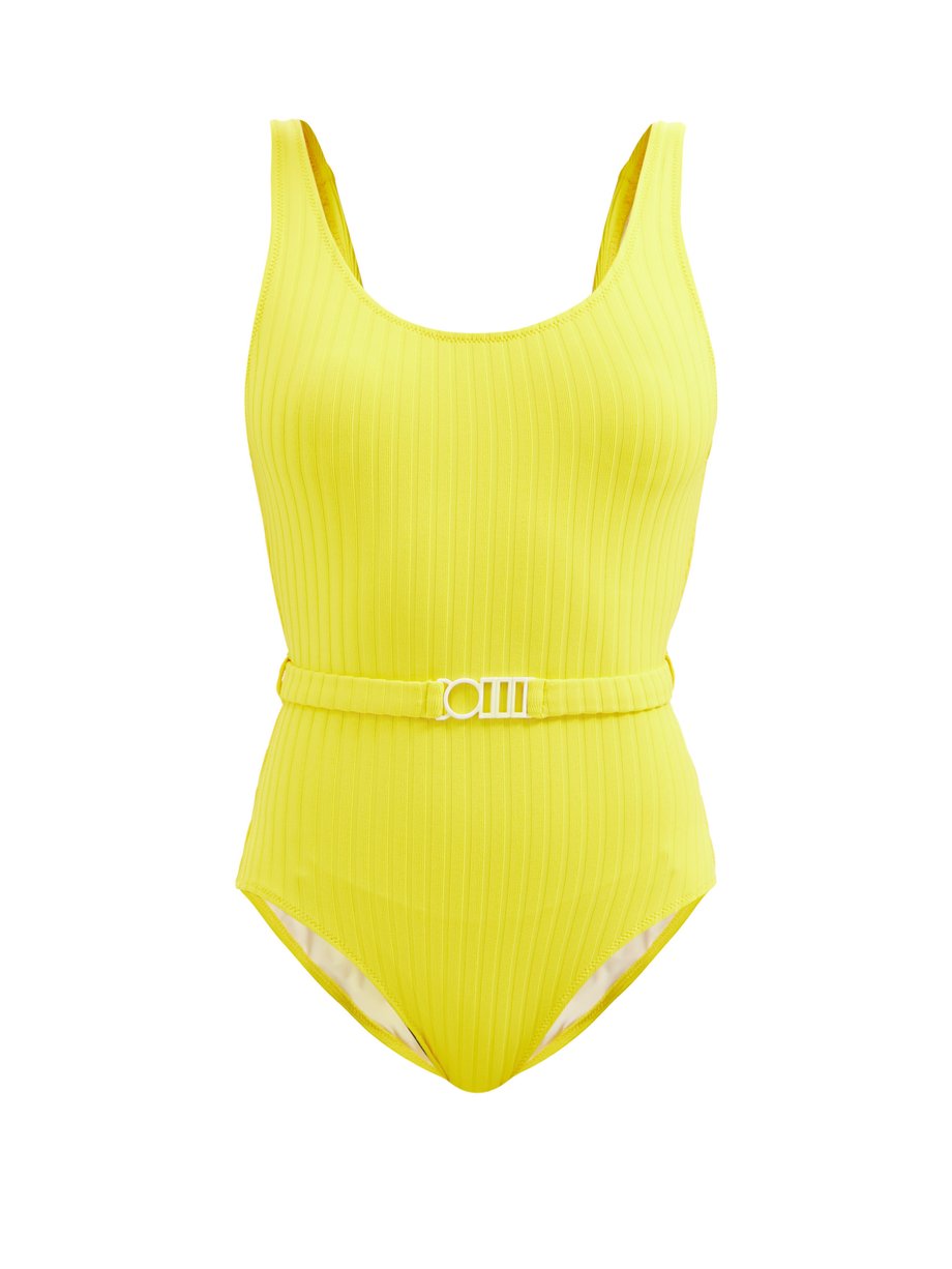 Yellow The Anne-Marie belted ribbed swimsuit | Solid & Striped ...