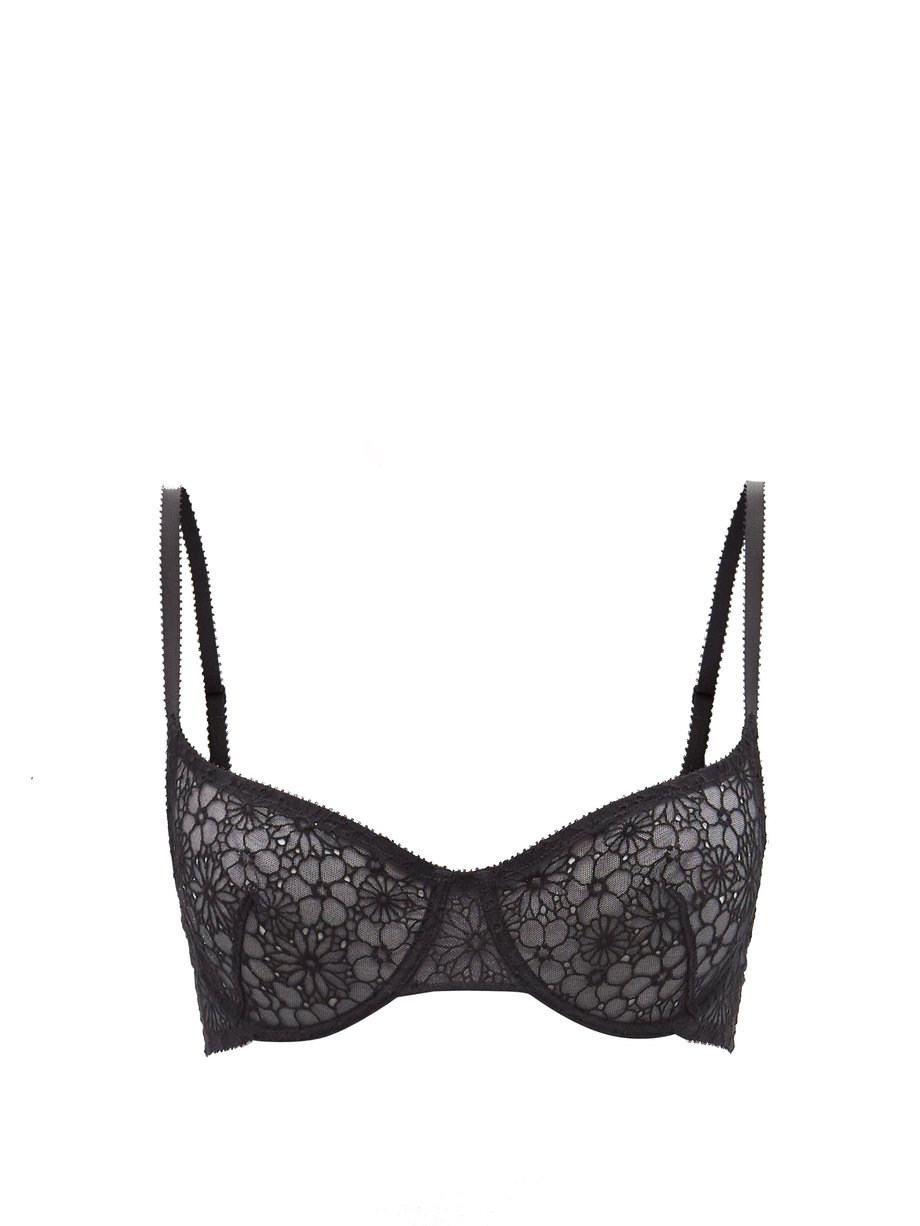 Black Amarante cotton-blend floral-mesh bra | Eres | MATCHESFASHION US