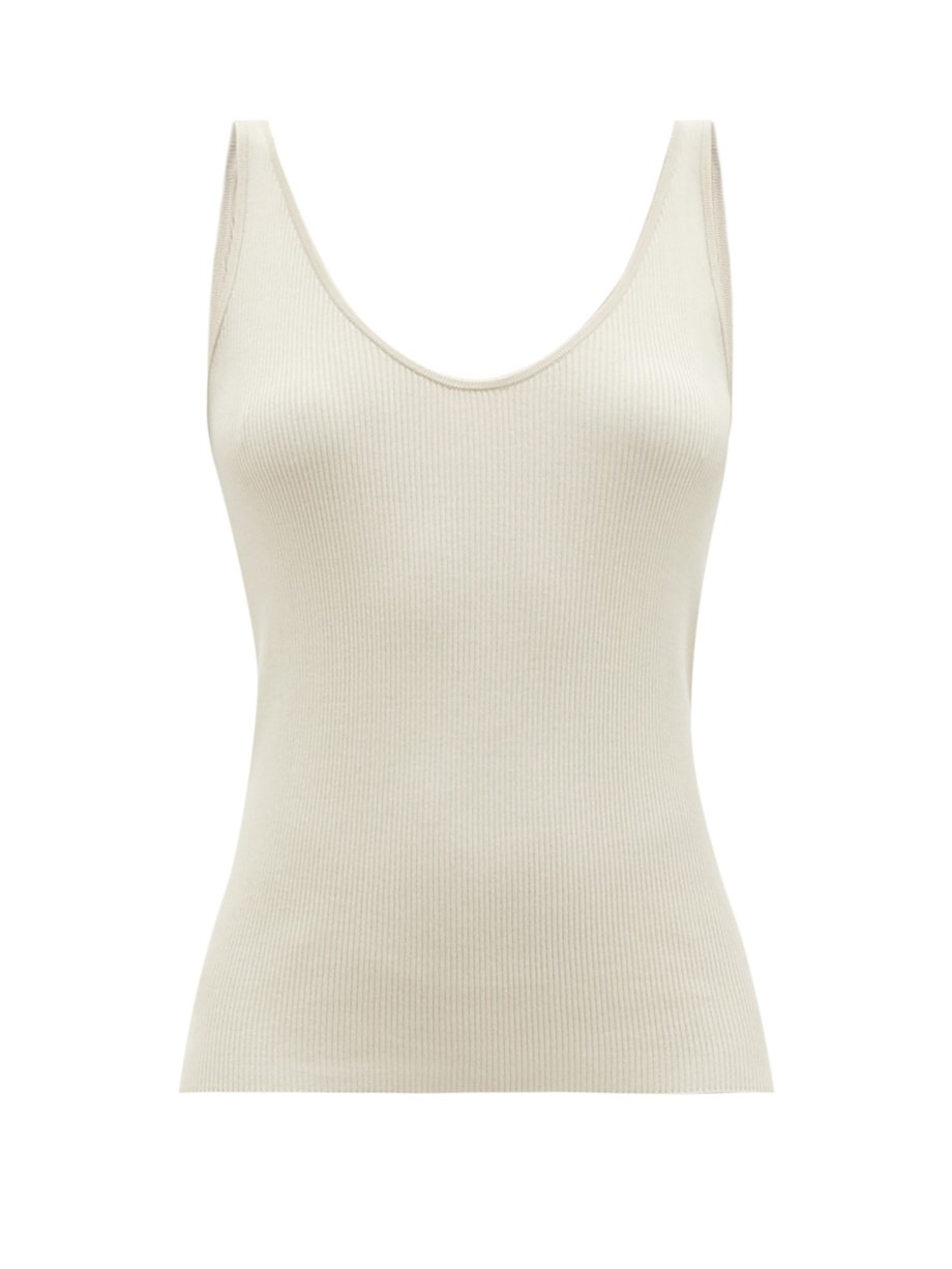 Neutral Scoop-neck ribbed-silk tank top | CO | MATCHESFASHION AU