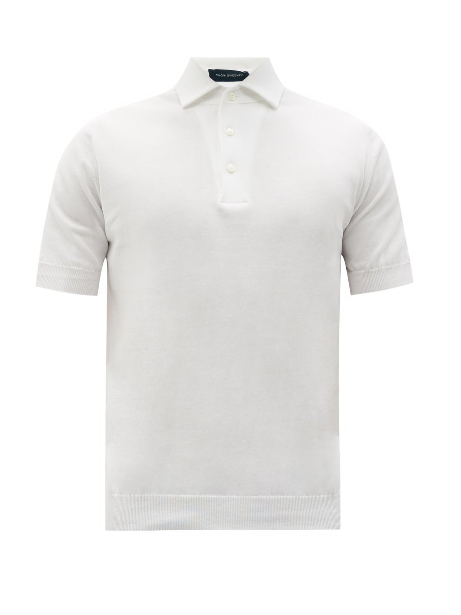 White Spread-collar cotton polo shirt | Thom Sweeney | MATCHESFASHION US