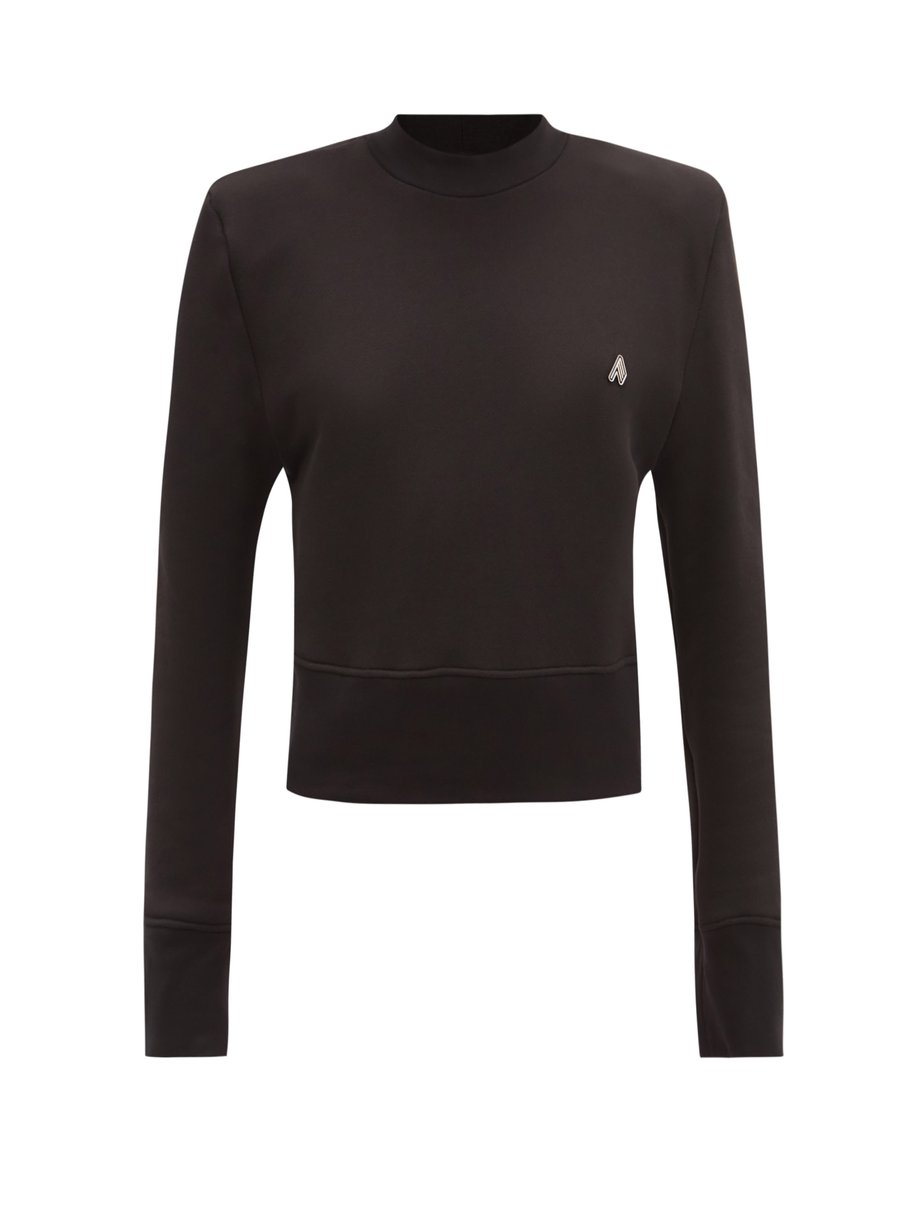 Black Kenna padded-shoulder cotton-jersey sweatshirt | The Attico ...