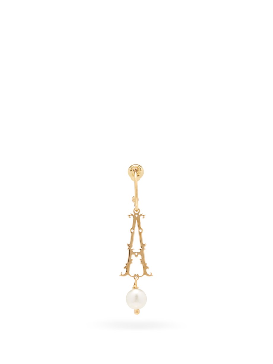 시몬 로샤 귀걸이 Simone Rocha Metallic Initial-pendant gold-plated single earring (A-M)