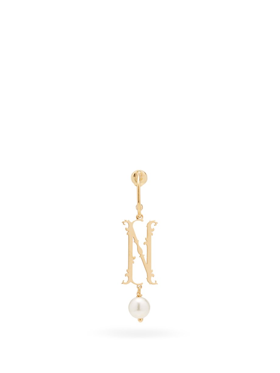 시몬 로샤 귀걸이 Simone Rocha Metallic Initial-pendant gold-plated single earring (N-Z)