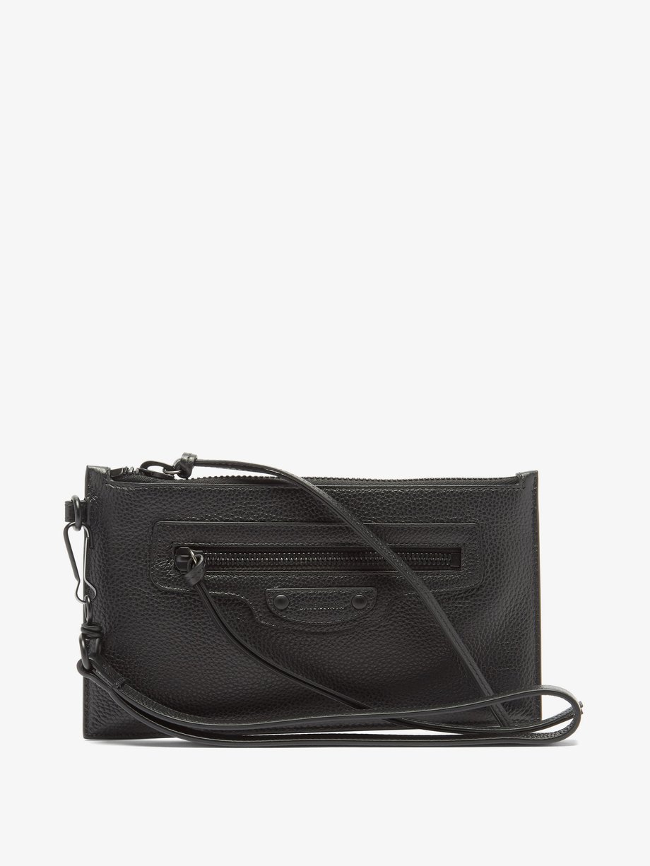 발렌시아가 Balenciaga Black Neo Classic small grained-leather pouch