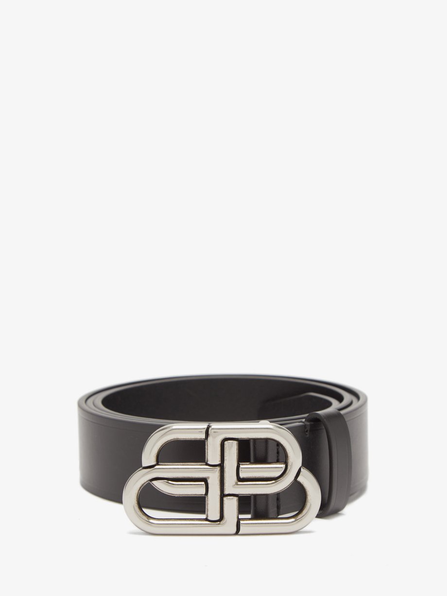 발렌시아가 가죽 벨트 Balenciaga Black BB-logo leather belt