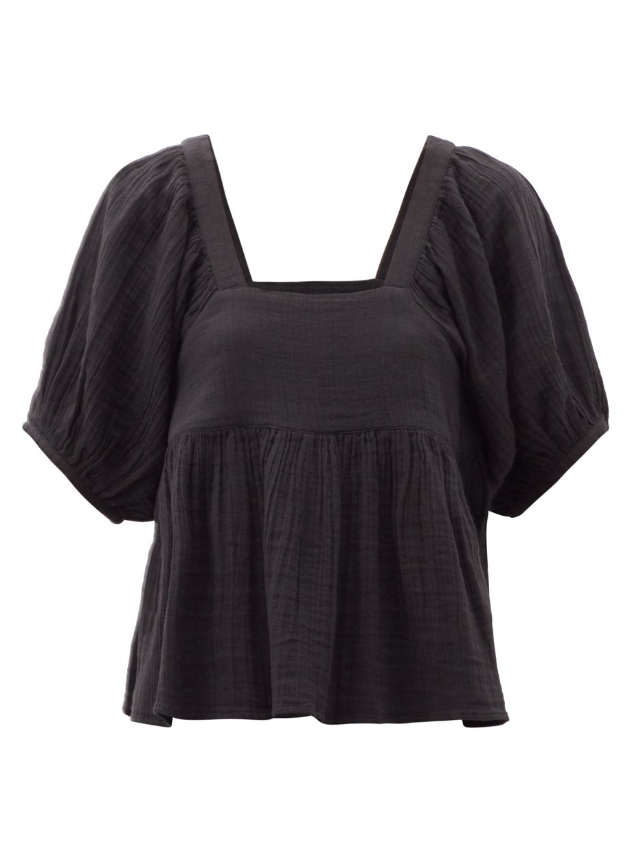 Black Bridgette square-neck cotton top | Anaak | MATCHESFASHION UK