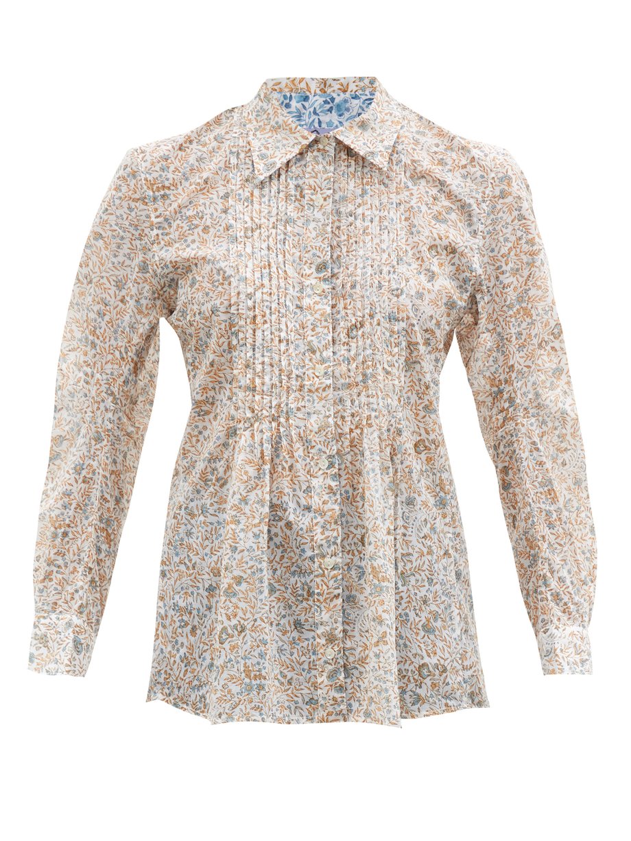 Print Winston pintucked floral-print cotton blouse | Thierry Colson ...