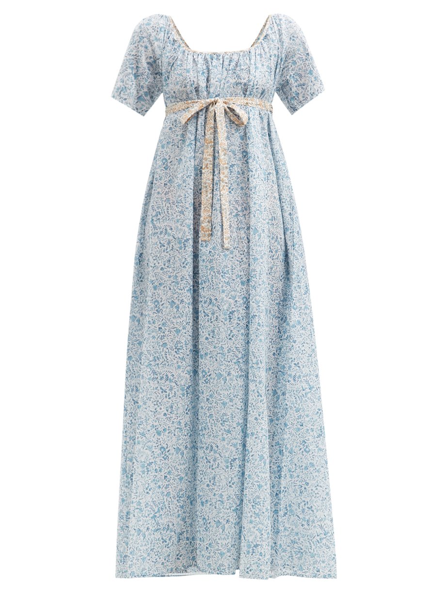 Blue Plum empire-line floral cotton-voile maxi dress | Thierry Colson ...
