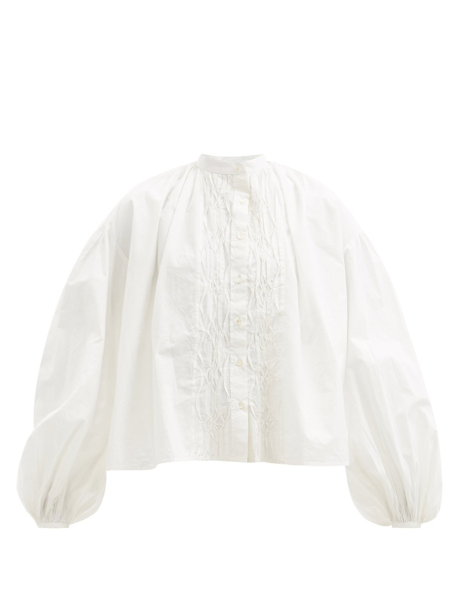 White Slava smocked cotton blouse | Thierry Colson | MATCHESFASHION US
