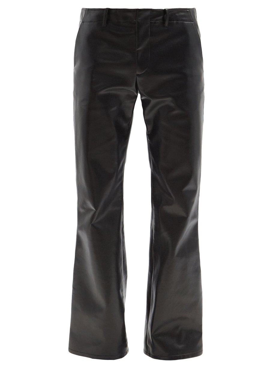 Black Low-rise flared faux-leather trousers | Marni | MATCHESFASHION US