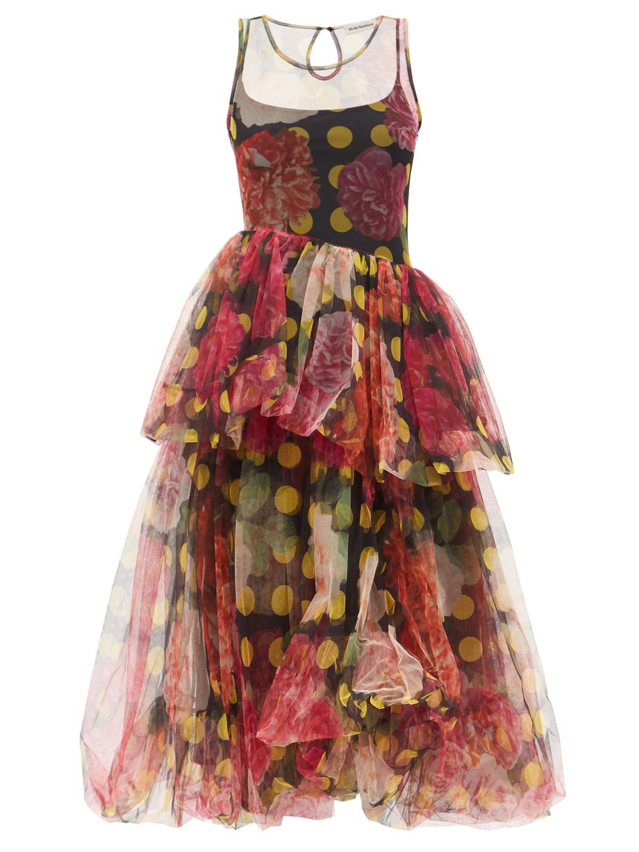 Print Kelman polka-dot and floral-print tulle dress | Molly Goddard ...