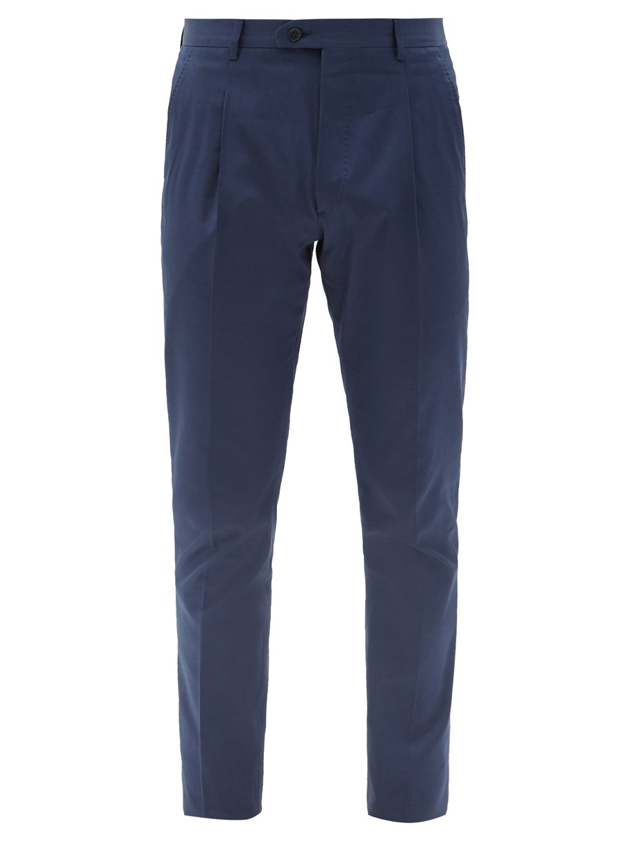 Blue Saba pleated cotton-twill trousers | Brioni | MATCHESFASHION AU