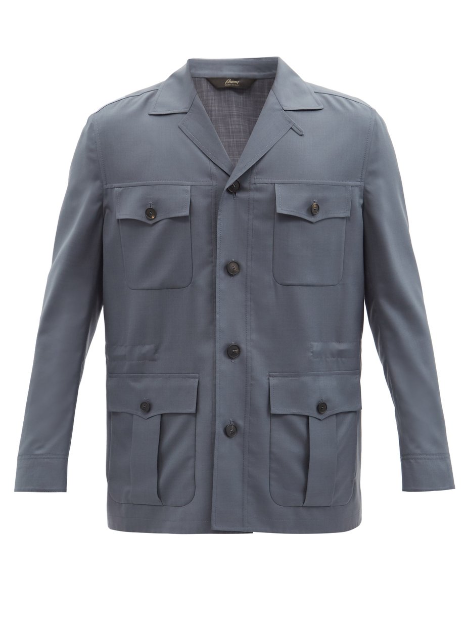 Grey Sahariana 150s wool-blend twill field jacket | Brioni ...