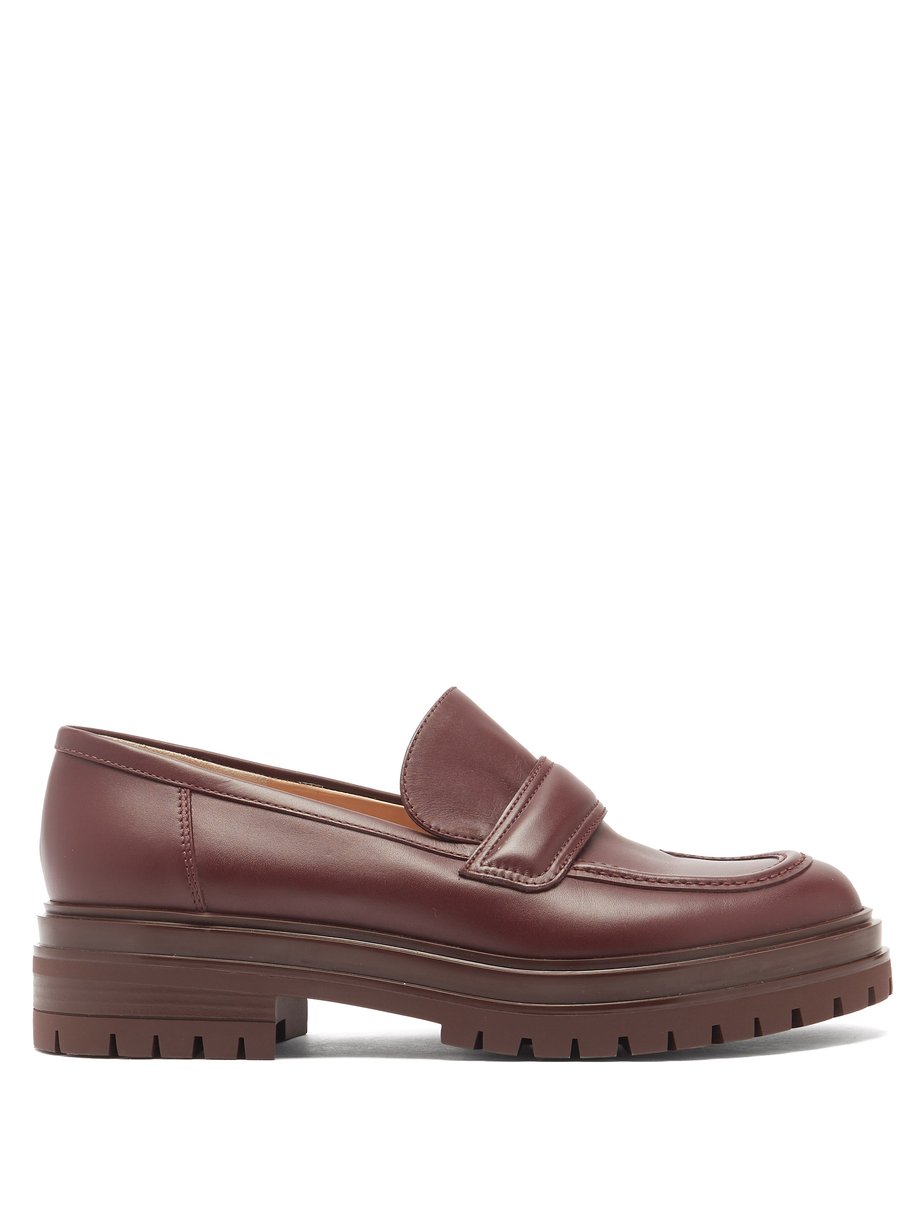 Burgundy Argo tread-sole leather loafers | Gianvito Rossi ...