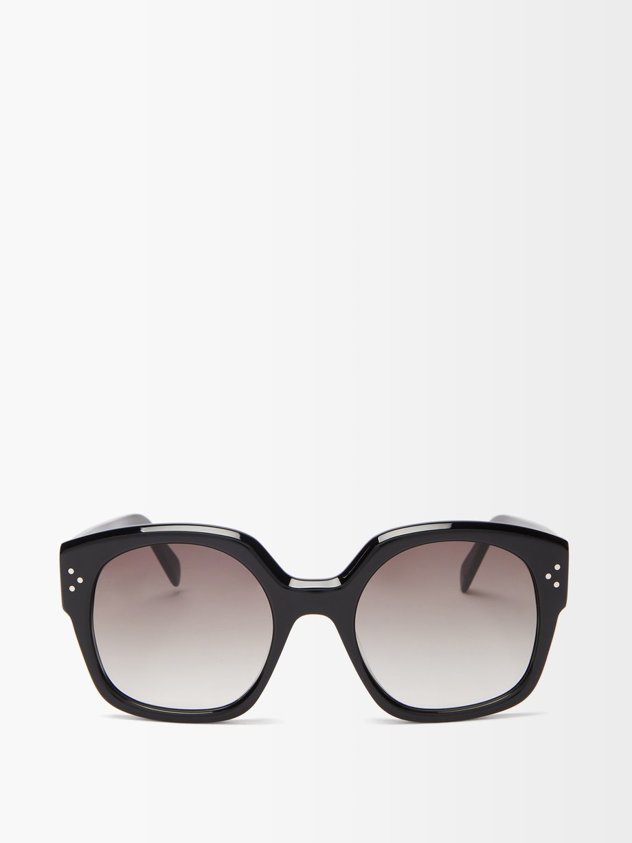 Black Oversized Round Acetate Sunglasses Celine Eyewear