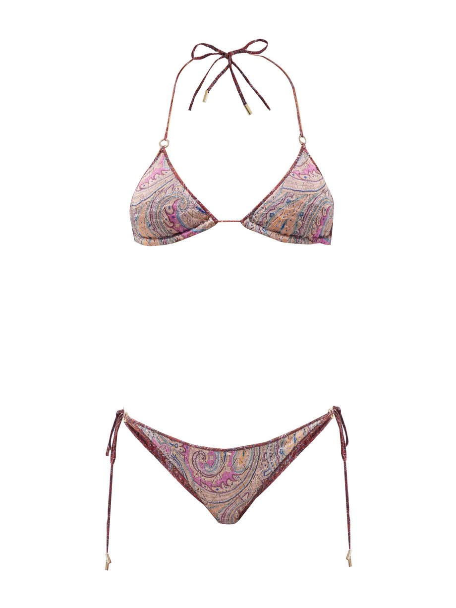 Print Paisley-jacquard triangle bikini | Etro | MATCHESFASHION US