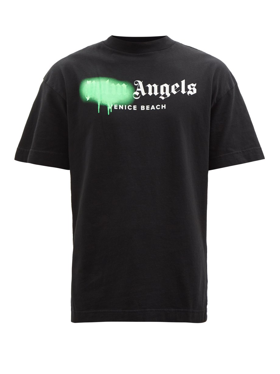 Black Spray-paint logo cotton-jersey T-shirt | Palm Angels ...