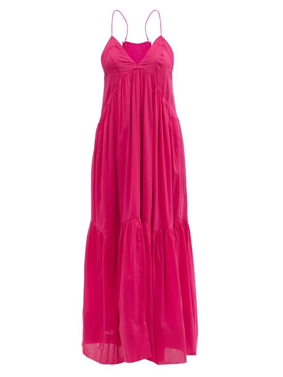 Pink Katniss V-neck cotton-blend voile maxi dress | Isabel Marant ...