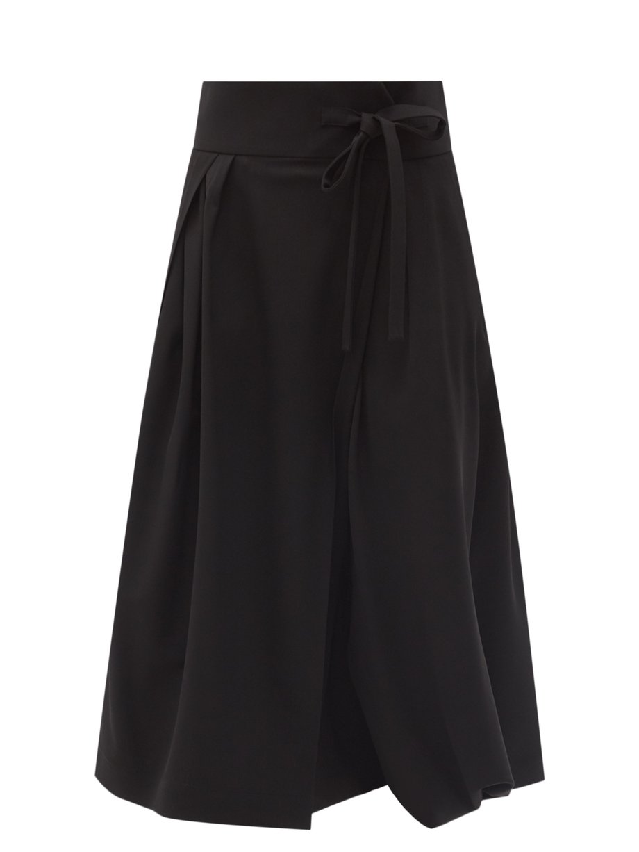 Black Draped tie-waist wool-twill skirt | Chloé | MATCHESFASHION AU
