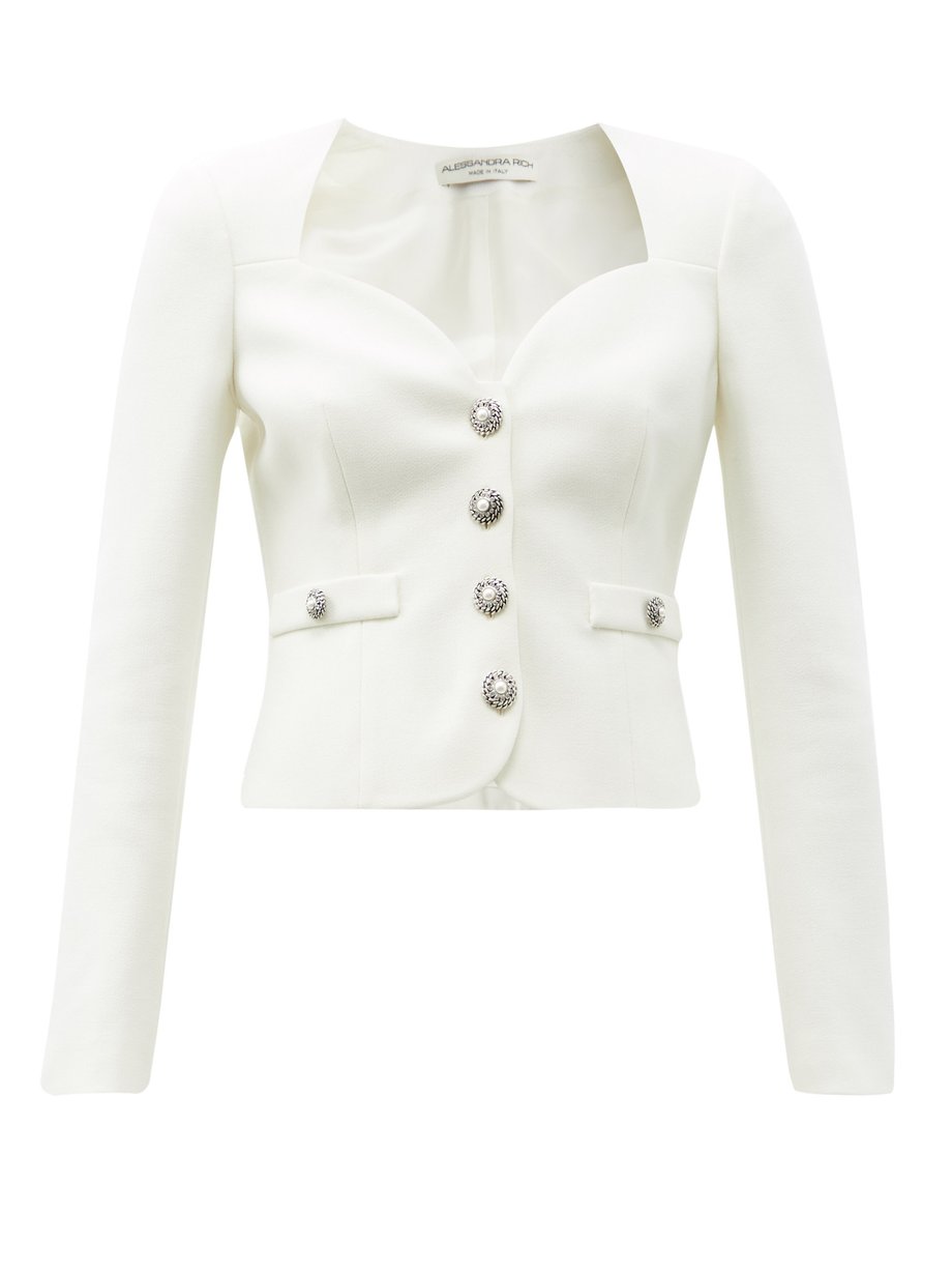 White Sweetheart-neckline wool-blend jacket | Alessandra Rich ...