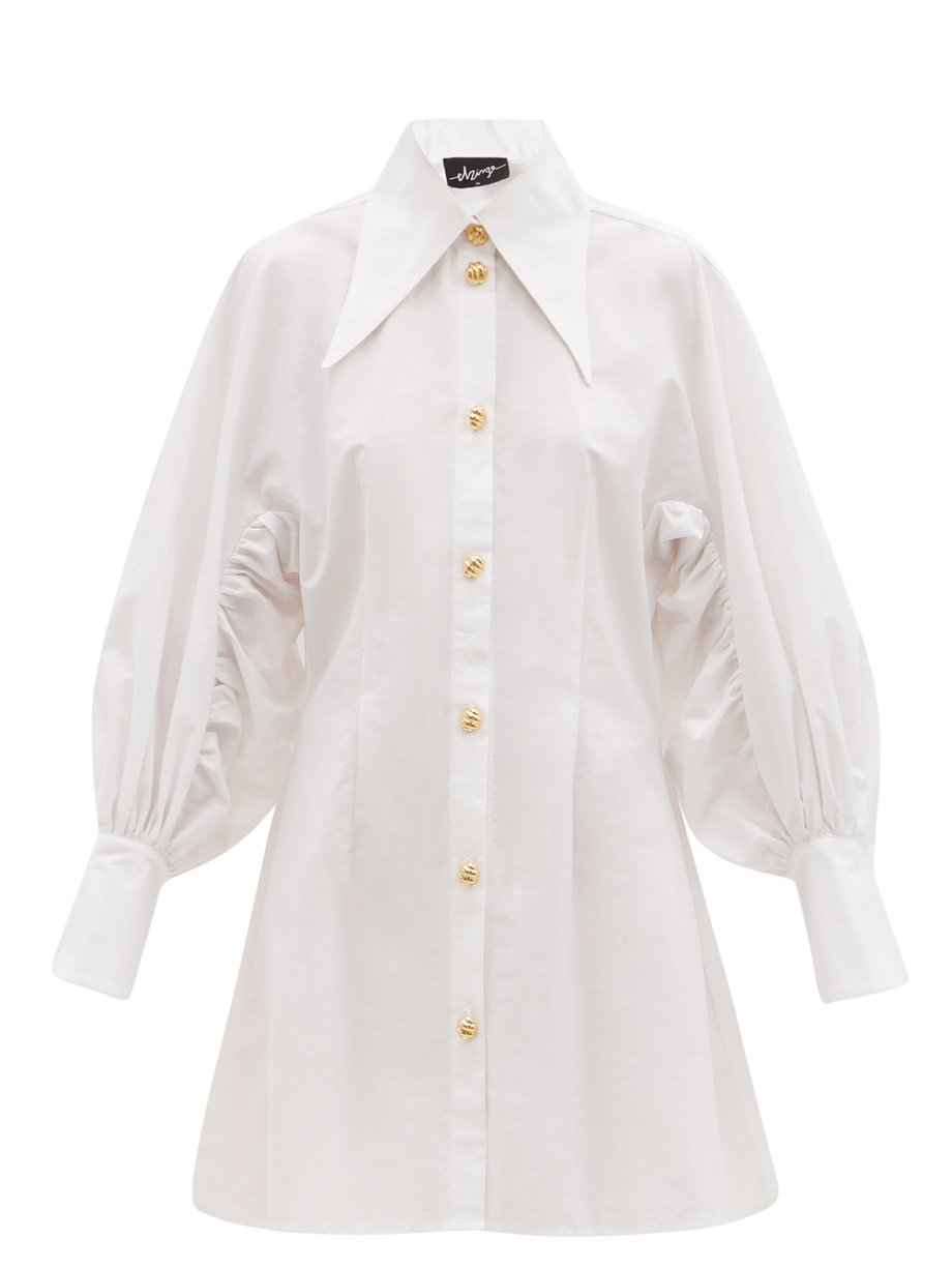 White Balloon-sleeve cotton-poplin shirt dress | Elzinga ...