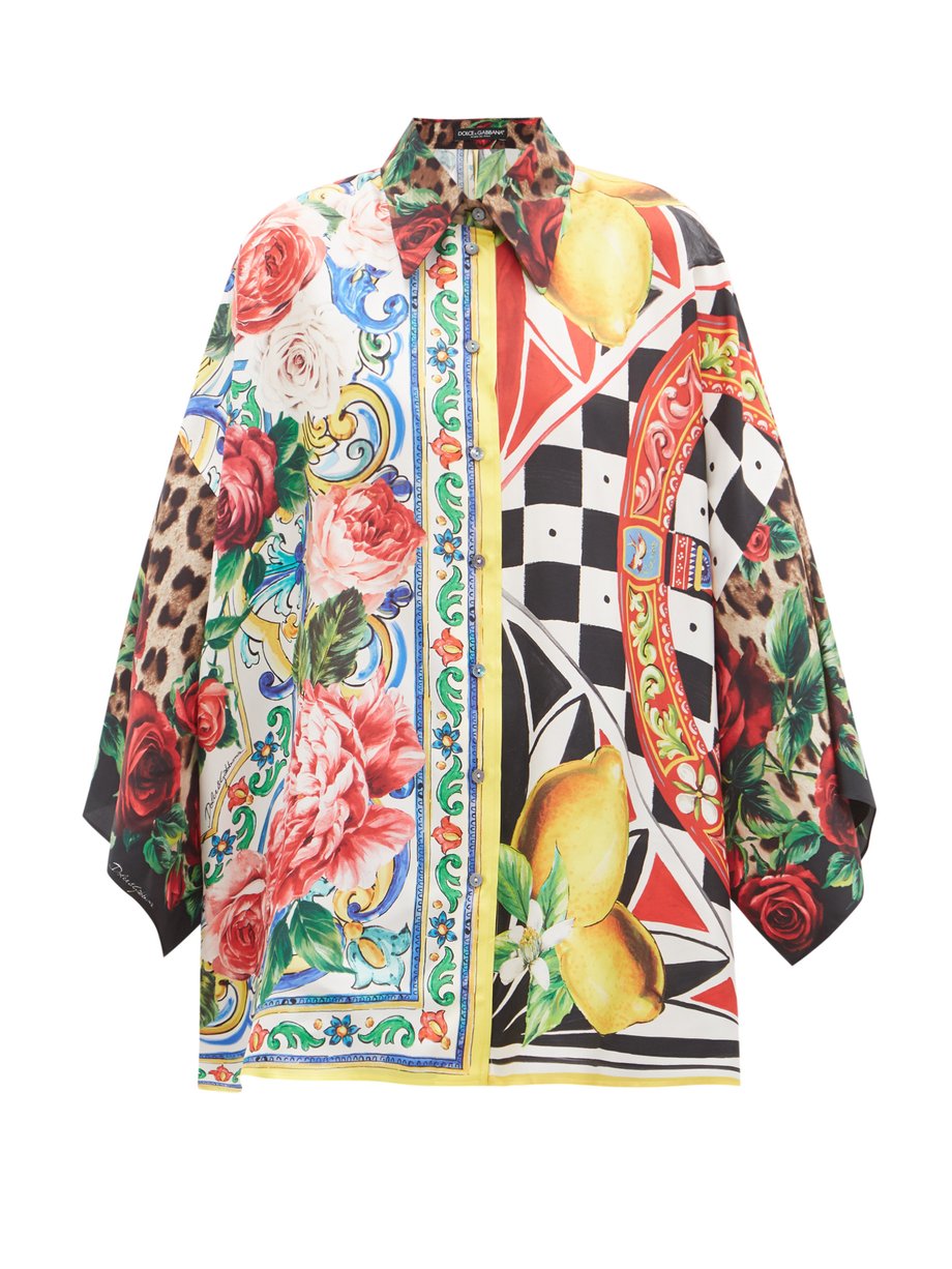 Multi Patchwork floral-print silk blouse | Dolce & Gabbana ...