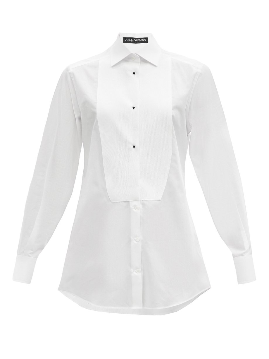 White Slim-fit cotton-poplin tuxedo shirt | Dolce & Gabbana ...